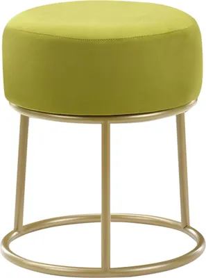 Produktbild von BELIANI Hocker Limettengrün Samtstoff Rund 35 cm mit Goldenen Metallbeinen Glamourös Modern Sitzpouf Sitzhocker Ottomane Pouf Fußhocker