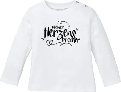 Produktbild von Baby Langarmshirt Babyshirt kleiner Herzensbrecher Jungen Shirt Moonworks® weiß 56/62 (1-3 Monate)