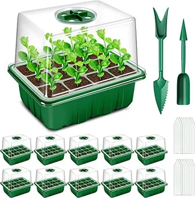 Produktbild von Yaungel Indoor -Gewächshaus -Ausbreitungsbox, 10 Teile 120 Zellmini -Set, Sämlingsstarterschalen, Schalendeckelbeatmung, grün
