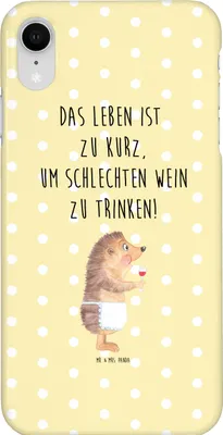 Produktbild von Mr. & Mrs. Panda Iphone XR Handyhülle Igel Wein - Gelb Pastell - Geschenk, Weißwein, Premium Kunststoff, Weinglas, Rotwein, Handy Case, Lustige Sprüche, Spruch