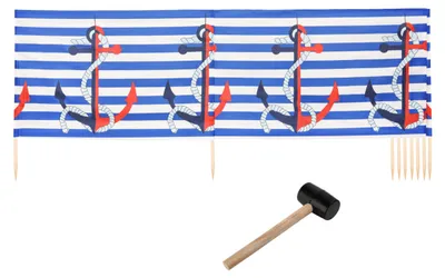Produktbild von Ladeheid Strand Windschutz Sichtschutz LAEX001 (Streifen/Anker-5, 12 m)