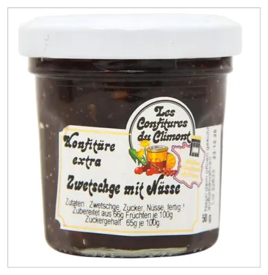 Produktbild von Les Confitures du Climont Zwetschge-Nüsse Konfitüre Extra 50g aus dem Elsass