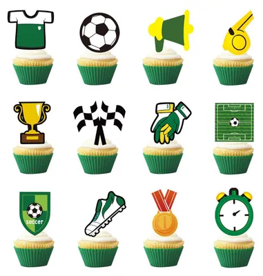 36-teiliges Fußball-Tortendeko-Set – Cupcake-Topper
