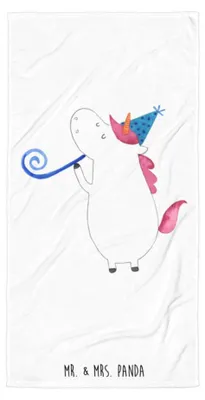 Produktbild von Mr. & Mrs. Panda Strandtuch Einhorn Party - Weiß - Geschenk, Konfetti, Unicorn, Einhörner, Geburtstag, Badelaken, Badehandtuch, Reisehandtuch, Club, Handtuch, Duschtuch