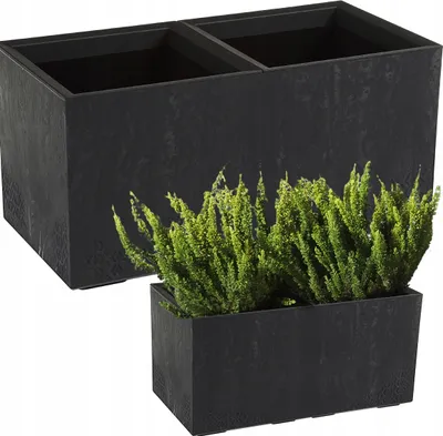Zdjęcie produktu dla Doniczka Lamela | Karo | 80cm | ciemnoszary beton