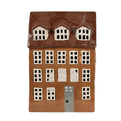 Zdjęcie produktu dla Clayre & Eef Pojemnik na podgrzewacze Dom 17x11x24 cm Brązowy Ceramiczny