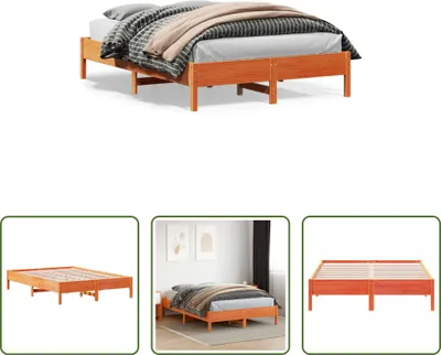 Produktbild von The Living Store Massivholzbett Wachsbraun 150x200 cm Kiefer