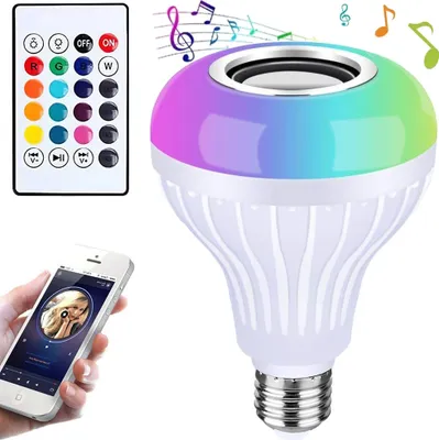 Obrázok produktu pre Farebná LED žiarovka a reproduktor s diaľkovým ovládaním Bluetooth
