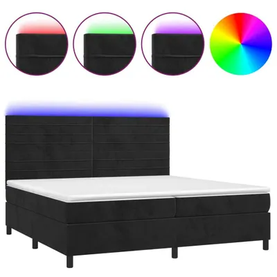 Produktbild von vidaXL Boxspringbett mit Matratze & LED Schwarz 200x200 cm Samt