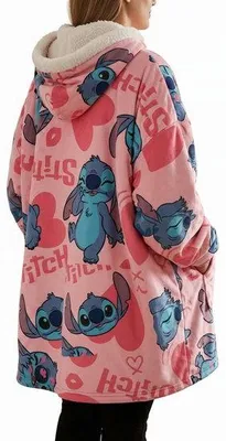 Productafbeelding van Lilo en Stitch poncho, roze kleur - maat volwassenen - SweatStaub