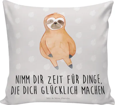 Produktbild von Mr. & Mrs. Panda kuschelkissen 40x40 Faultier Zufrieden - Grau Pastell - Geschenk, Happy, Kissen, Frieden, Faultiere, Deko, Kuschel, Zierkissen, Glück, Relaxen