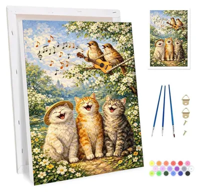 Zdjęcie produktu dla Zestaw do malowania po numerach dla dorosłych, z ramą, płótno 20x30 cm, farby akrylowe, pędzle, sztaluga