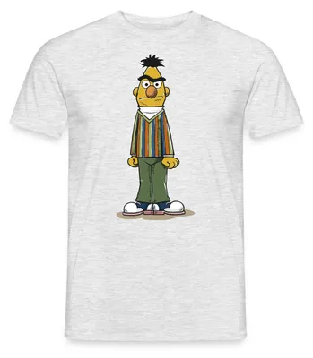 Produktbild von Spreadshirt Sesamstraße Bert wütend Männer T-Shirt, 3XL, Grau meliert