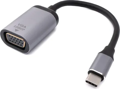Produktbild von SYSTEM-S VGA Kabel 20 cm Buchse zu USB 3.1 Typ C Stecker in Grau