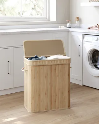 Obrázek produktu pro SONGMICS Koš na prádlo s víkem, bambus, vyjímatelný vak na prádlo, 100 litrů