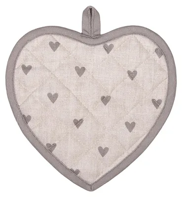 Produktbild von Clayre & Eef Topflappen 20x20 cm Beige Grau Baumwolle Herzen