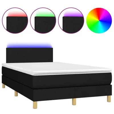 Productafbeelding van Boxspringbed met matras en LED-verlichting, zwart, 120x190 cm, gestoffeerd