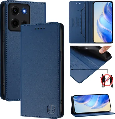 Produktbild von Lederhülle für Motorola Moto G 5G 2025 Hülle Flip Brieftasche Kartenfächern Ständer Schutzhülle Blau