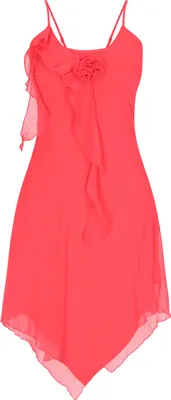 Produktbild von Rotes Damen Kleid knielang mit V-Ausschnitt und verstellbaren Trägern, Größe M