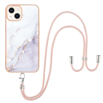 Obrázek produktu pro Pouzdro s řemínkem pro iPhone 13 Mini, měkké TPU nárazník, ochranné pouzdro, s nastavitelným popruhem Bílý
