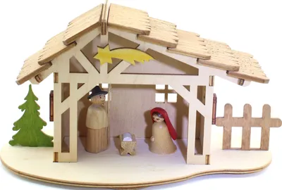 Produktbild von Bastelset Krippenstall (10cm) von Drechslerei Kuhnert