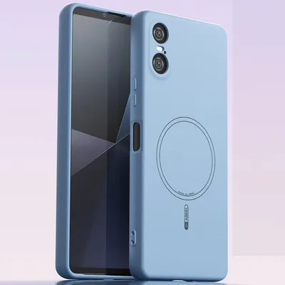 Produktbild von Magnetische Handyhülle für Sony Xperia 10 VI, MagSafe kompatible, Flüssig Silikon Stoßfest Kratzfest Hülle Blau