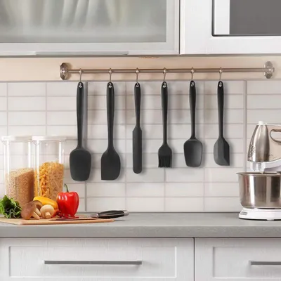 Produktbild von Teigschaber 6pcs Teigschaber Silikon,Silikon Spatel Silikonschaber Hitzebeständig, schwarzer Spatel eignet sich hervorragend zum Backen, Kochen