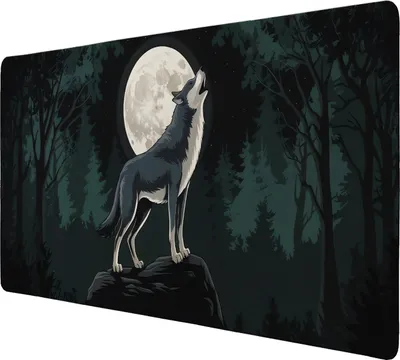 Produktbild von Wolf auf Felsen Schreibtischunterlage 89x40cm XXL Mauspad