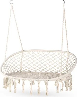 Produktbild von Outtec® Hängesessel XXL - bis 200kg, für 2 Personen - Sessel zum Aufhängen - Hängekorb, Schaukel für Garten, Terrasse, Balkon, Veranda - Boho Stil