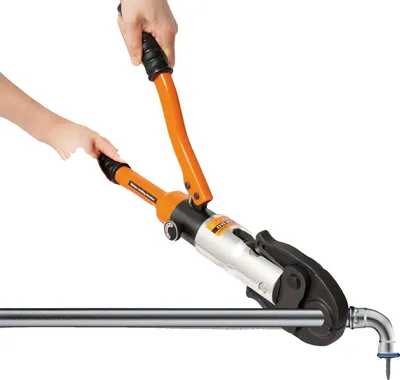 Zdjęcie produktu dla Hydrauliczne szczypce do zaciskania, siła zaciskania 10 ton, długość 18 cali, głowica obrotowa 360°, 9 wymiennych matryc, ergonomiczne gumowe uchwyty