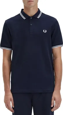Produktbild von Fred Perry Polo Twin Tipped normale Passform dunkelblau einfarbig Baumwolle
