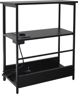 Image de Table d'appoint avec station de recharge, ports USB, finition bois