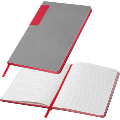 Produktbild von Notizbuch mit farbigen Rand / DIN A5 / 160 linierte Seiten / Farbe: grau-rot