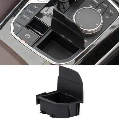 Immagine prodotto di Contenitore portaoggetti per console centrale, compatibile con BMW Serie 1, 2, 3, 4, X3, X4, X5, X6, X7, i3, i4, in ABS, colore nero