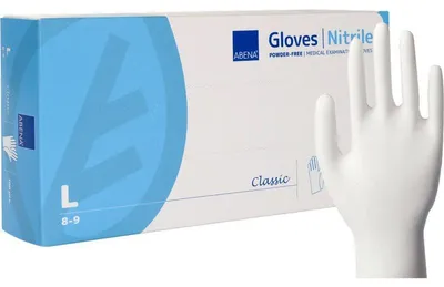 Produktbild von 10x Nitril-Handschuhe, Classic, Puderfrei, Weiß, Gr. L | Packung (100 Stück)