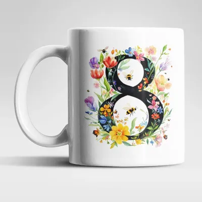 Produktbild von Name A bis Z und 0 bis 9 Blumen Bienen Kaffeetasse Teetasse Tasse Geschenkidee – 8