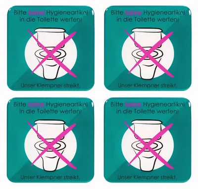 3D-Sticker-Set 4 Stk. 80x80 mm – Toilettenhinweis