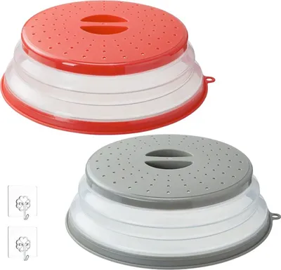 Produktbild von Mikrowellen Abdeckhaube 26 cm, Farbe:Rot und Grau