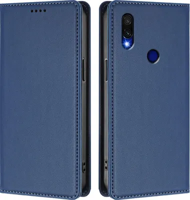 Immagine prodotto di Custodia in pelle per Xiaomi Redmi 7, custodia a libro magnetica in Finto cuoio con supporto, blu scuro