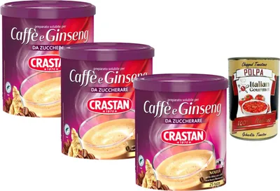 Produktbild von Italian Gourmet Löslicher Kaffee mit Ginseng 3 x 200 g – cremiges Heißgetränk zum Anrühren, schnell zubereitet, ideal fürs Büro, Frühstück & Dessert, Vorratspack + Italian Gourmet Polpa
