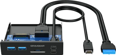Obrázek produktu pro GRAUGEAR USB HUB+čtečka karet Multi Front Panel, maloobchodní USB Type-C