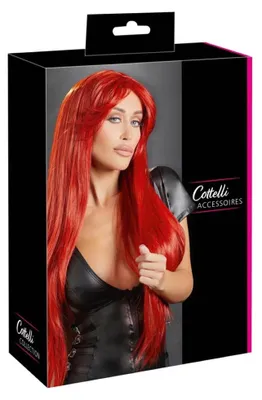 Zdjęcie produktu dla Cottelli ACCESSOIRES Peruka Długa Prosta Czerwona Regulowana 80cm