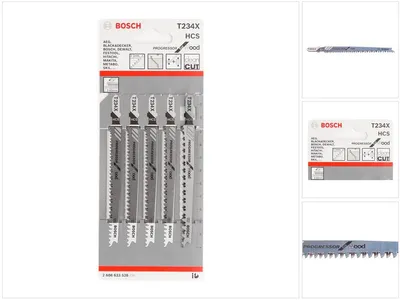 Zdjęcie produktu dla Bosch 2 608 633 528, Ostrze wyrzynarki, Płyta wiórowa, Płyta pilśniowa, Sklejka, Miękkie drewno, Stal wysokowęglowa (HCS), Szary, 2 mm, 3 mm