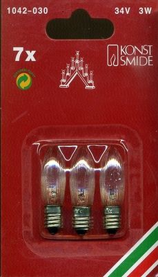 Konstsmide 1042-030 Ersatzbirne, 3er-Blister, klar, 34V, 3W, E10 Schraubgewinde