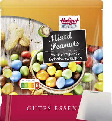 Produktbild von Hofgut Mixed Peanuts bunt (250g Beutel) + usy Block
