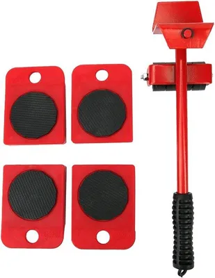 Immagine prodotto di Trasporto di divani e mobili - Ruote silenziose - Set da 5 pezzi - Rosso
