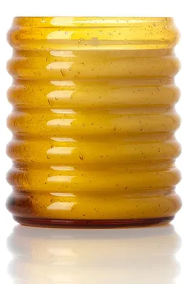Image de Bougeoir en verre jaune 8x8x9,5cm