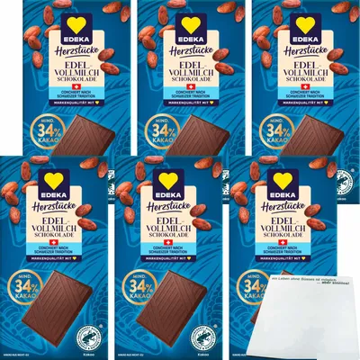 Produktbild von Edeka Herzstücke Edelvollmilch Schokolade 6er Pack (6x100g Tafel) + usy Block
