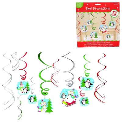 Productafbeelding van Spiraalhanger Wintersneeuwman 61 Cm Set van 12