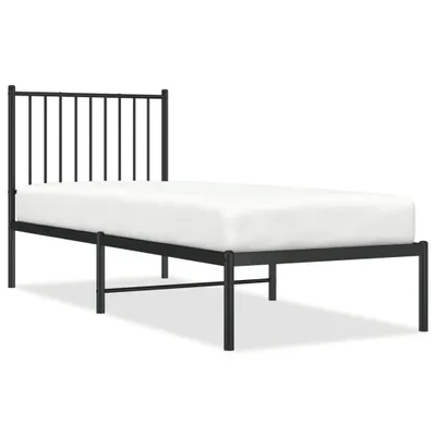 Image de vidaXL Cadre de lit avec tête de lit en métal noir 80x200 cm